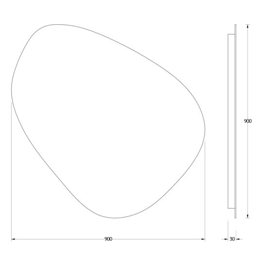 Irregularly shaped mirror