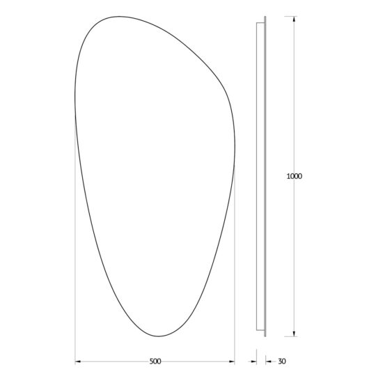 Netaisyklingos formos veidrodis su apsvietimu