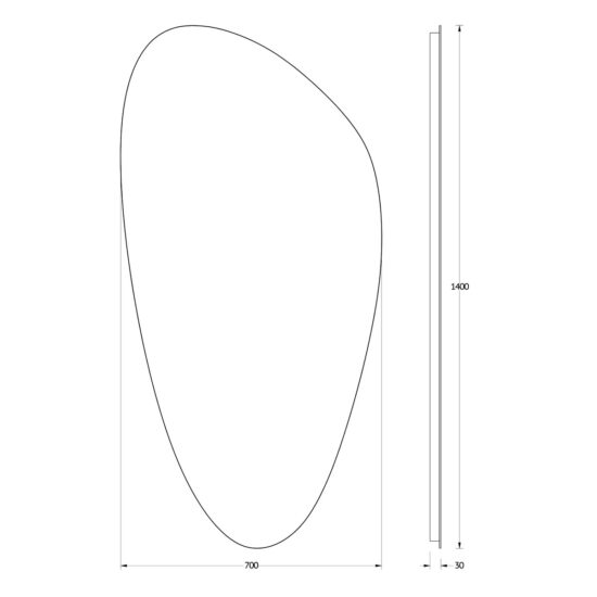 Netaisyklingos formos veidrodis su apsvietimu