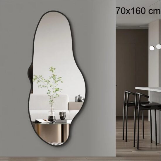 Irregular mirror with black frame 70x160