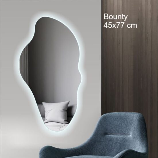 Netaisyklingos formos veidrodis su apsvietimu 