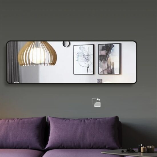 Veidrodis su juodu remeliu 50x150 cm