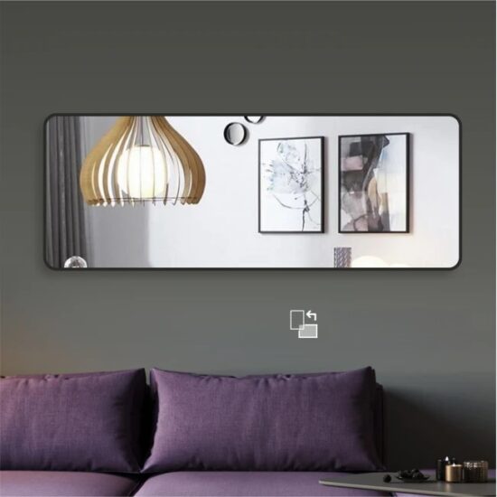 Veidrodis uzapvalintais kampais su juodu remeliu 60x160 cm