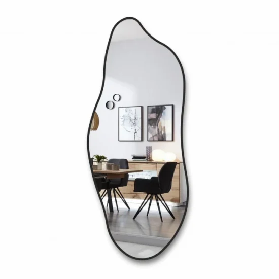 Netaisyklingos formos veidrodis su juodu rėmeliu  62x150 cm