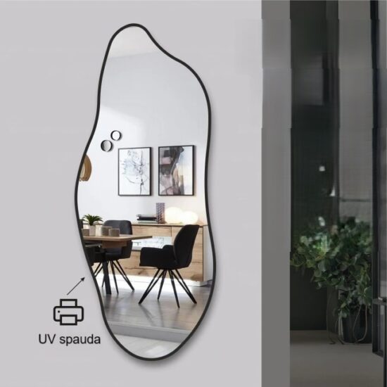 Netaisyklingos formos veidrodis su juodu rėmeliu  62x150 cm