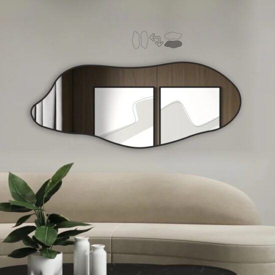 Netaisyklingos formos veidrodis su juodu rėmeliu  62x150 cm
