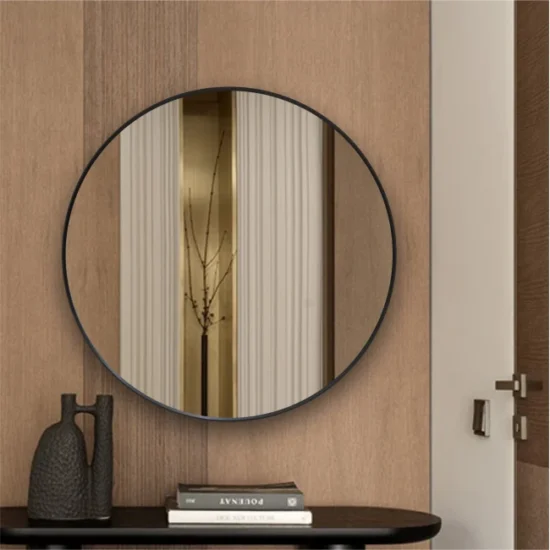 Apvalus veidrodis su juodu remu 70 cm