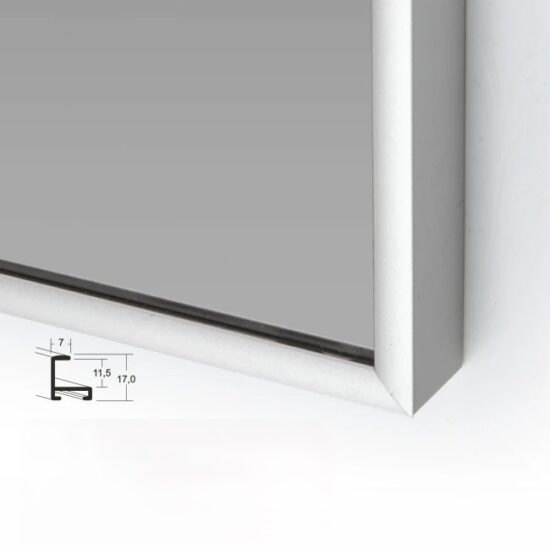 Pastatomas veidrodis su aliuminio remeliu