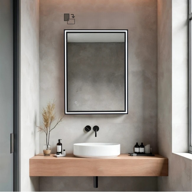 Veidrodis su juodu remeliu Lumino Black 6080